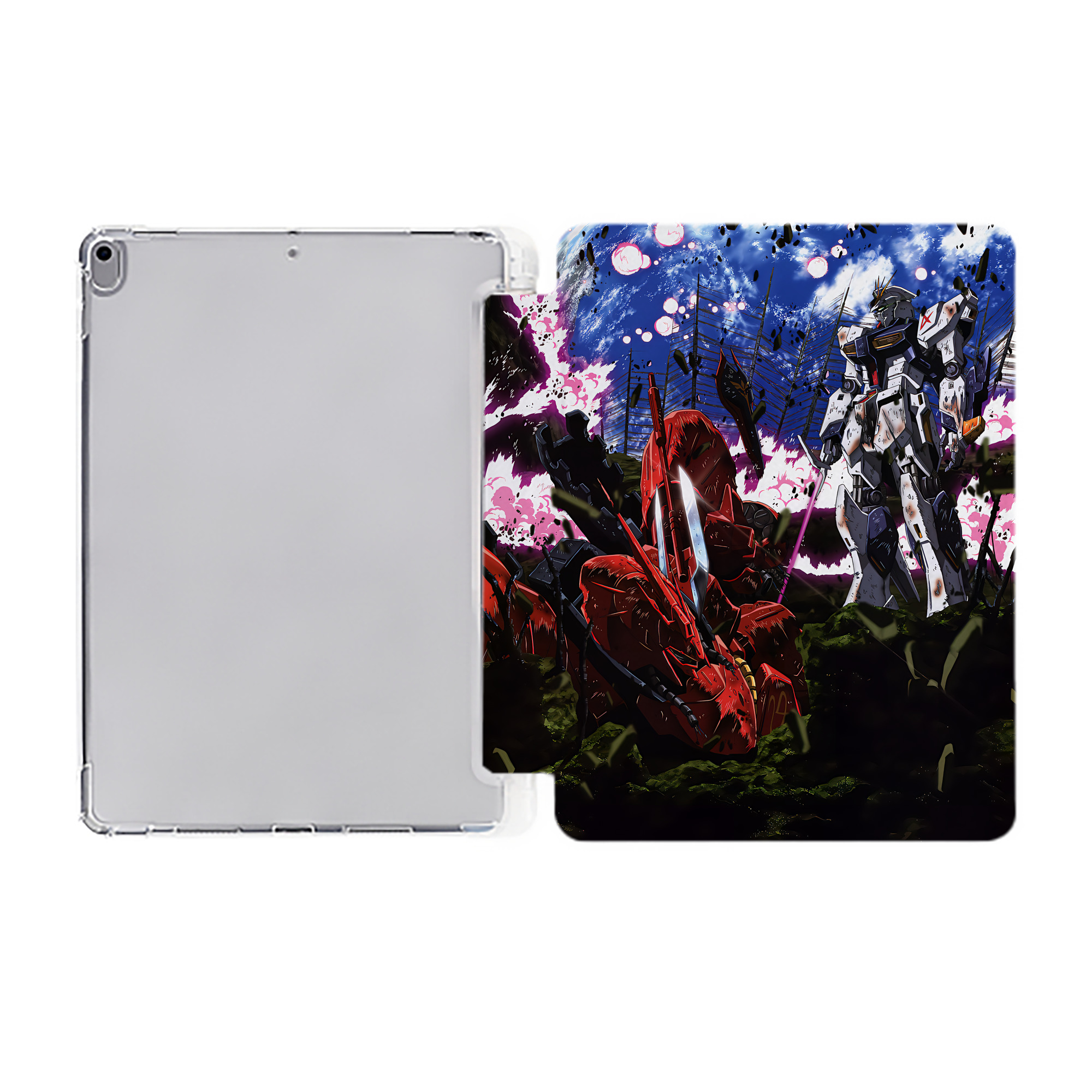 （画像用） 機動戦士ガンダム Mobile Suit Gundam IPad ケース ペン収納付き 三つ折りスタンド PUレザー×シリコン 対応機種9.5/10.5/10.9インチ